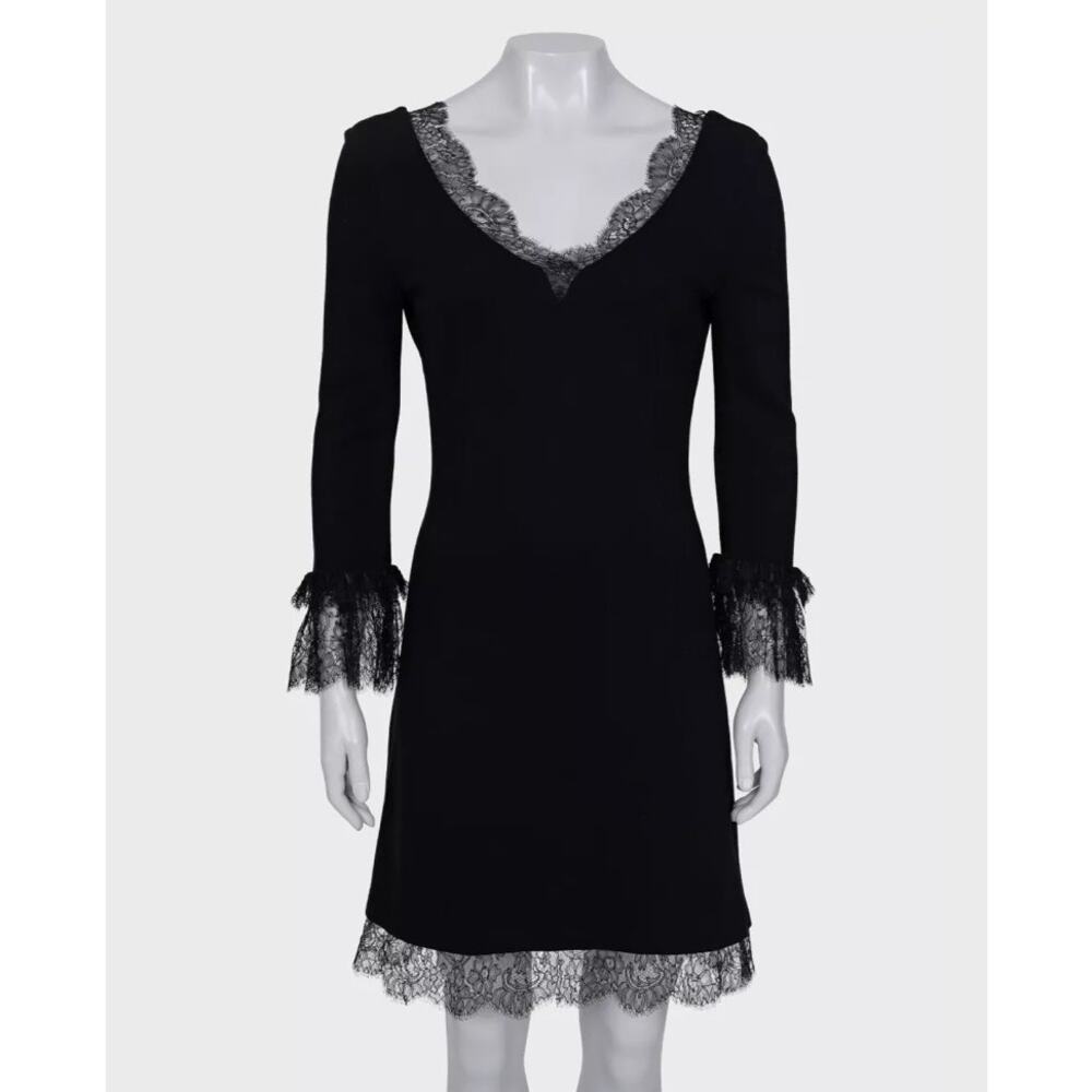 Dolce & Gabbana Black Lace Trim Fitted Dress - IT44 / L